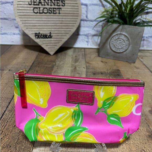 Lilly Pulitzer for Estée Lauder Pink w/Lemons Cosmetic Makeup Bag - Picture 4 of 4